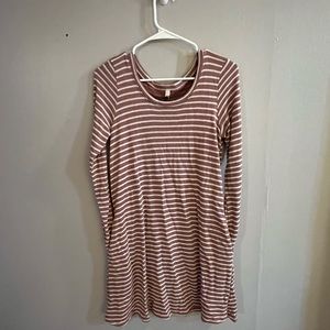Pink striped T-shirt dress with pockets never worn